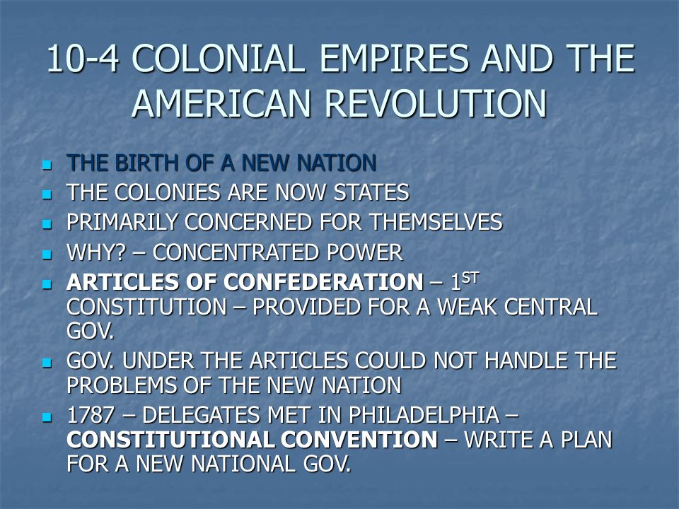 The first colonial constitution